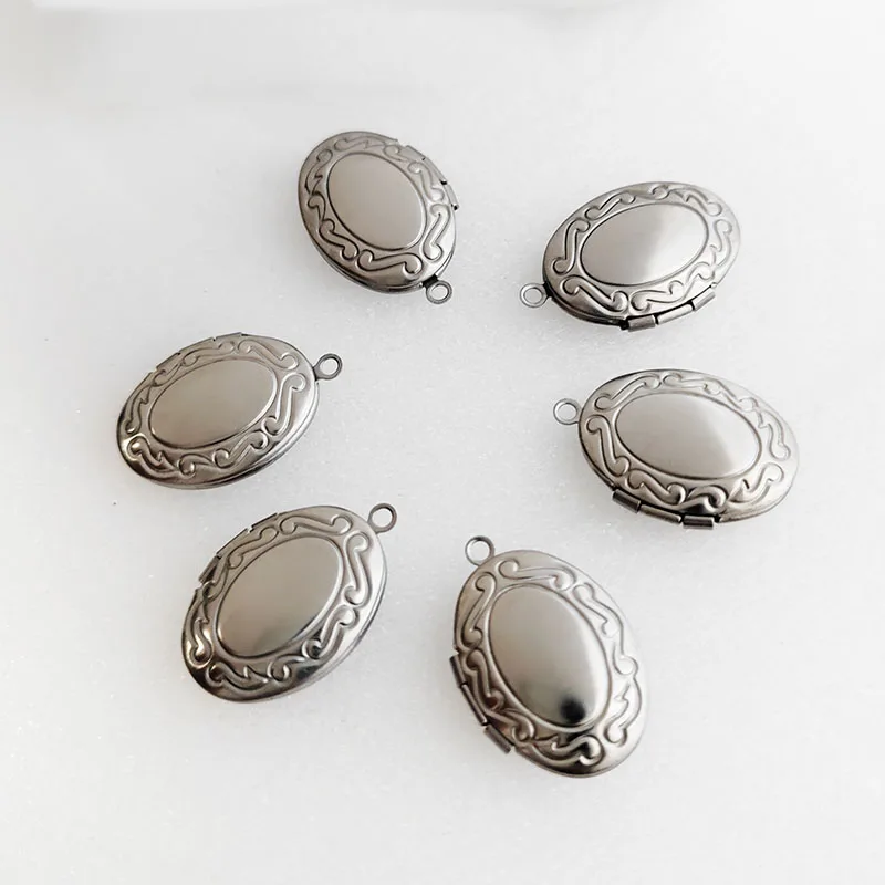Wholesale 20pc/lot DIY New Oval Ruyi Stainless Steel Color Charms Locket Pendant Jewelry Making Family Memories Festival Gift 5