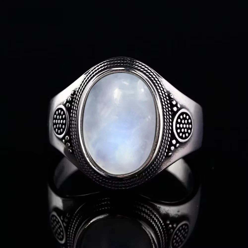 Moonheld Promise - Oval Moonstone Silver Ring 2