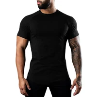 Nouvelle mode plaine hauts t-shirts Fitness hommes col rond T-Shirt à manches courtes jogging musculaire musculation mâle vêtements de sport coupe ajustée T 2