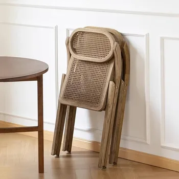 Sedie da pranzo Set di 2 sedie da pranzo pieghevoli da cucina retrò della metà del secolo Mobili da cucina estetici in rattan Chaise Pliante