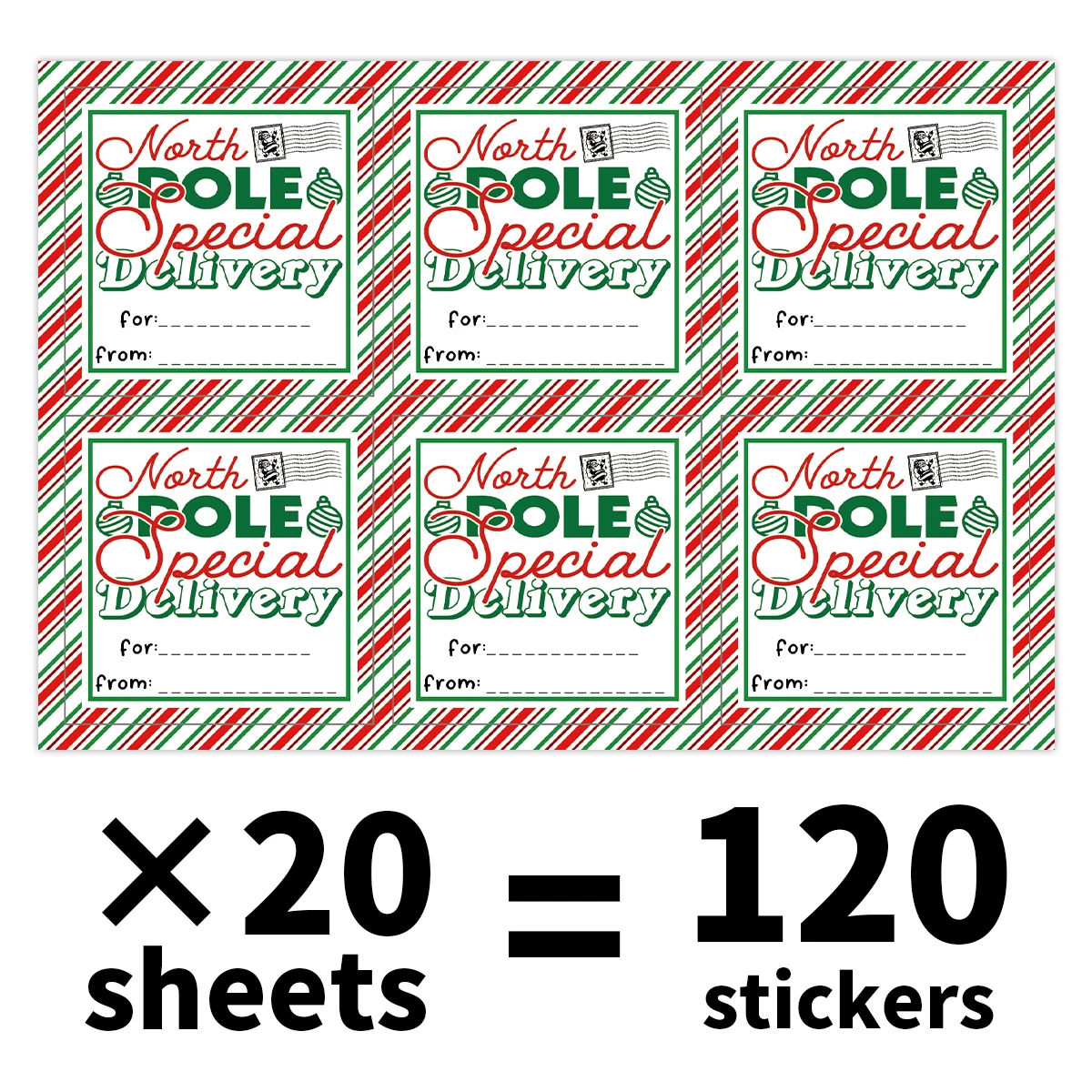120 Stück/20 Blatt Weihnachtsaufkleber, Schreiben „Für“ und „Ab““-Namen, Geschenkverpackungsetikett, Kekstüten, Party, Dekoration für kleine Unternehmen – Detail 7