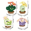 Cute cactus potted plant, building blocks, plant micro particle assembly model, children's DIY toy, Christmas gift 6