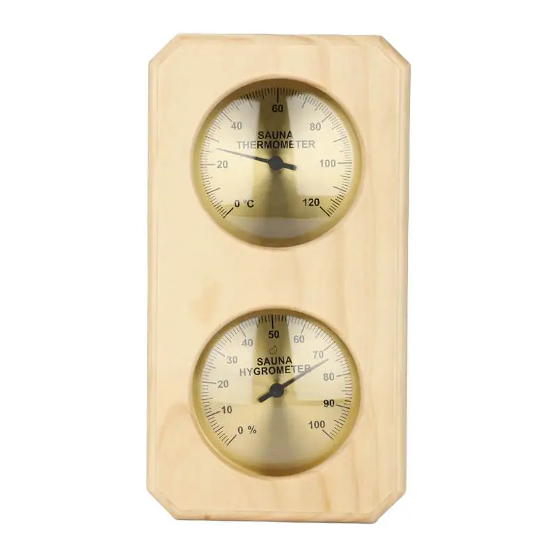 

2 in 1 sauna thermometer hygrometer wooden sauna hygrothermograph indoor humidity temperature measurement for Steam Room Sauna
