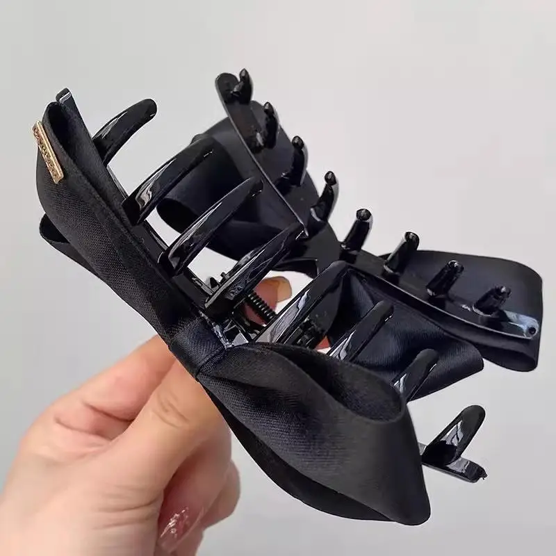 ☂ Elegante fermaglio per capelli francese con fiocco nero, clip a becco d'anatra per donna e ragazza, accessorio moda per l'acconciatura. - immagine 5