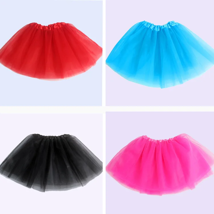 Girl Three Layered Ballet Dance Tutu Skirt Classic Solid Tutus Color Half Skirt Mesh Mini Pleated Dress For Birthday Party Dance