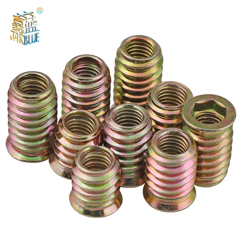 10pcs/20pcs M6 M8 M10 Zinc Alloy Iron Inside Carbon Steel Hex Socket Drive Insert Nuts Threaded For Wood Furniture