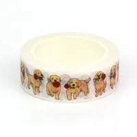 NEW 1PC 10M Decor Golden Retriever Puppy and Rose Washi Tape for Craft Journaling Adhesive Masking Tape Cute Stationery 2