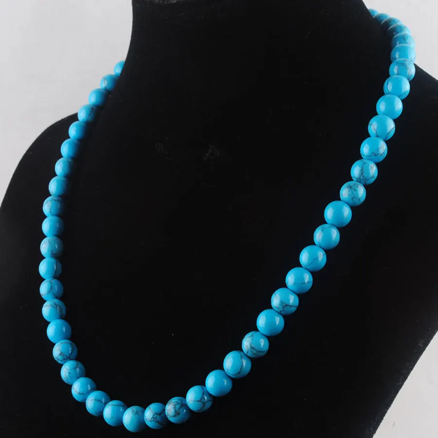 WOJIAER Natural Stone 8mm Round Beads Necklaces For Women's Female Energy Nepal Jewelry Gift BF302