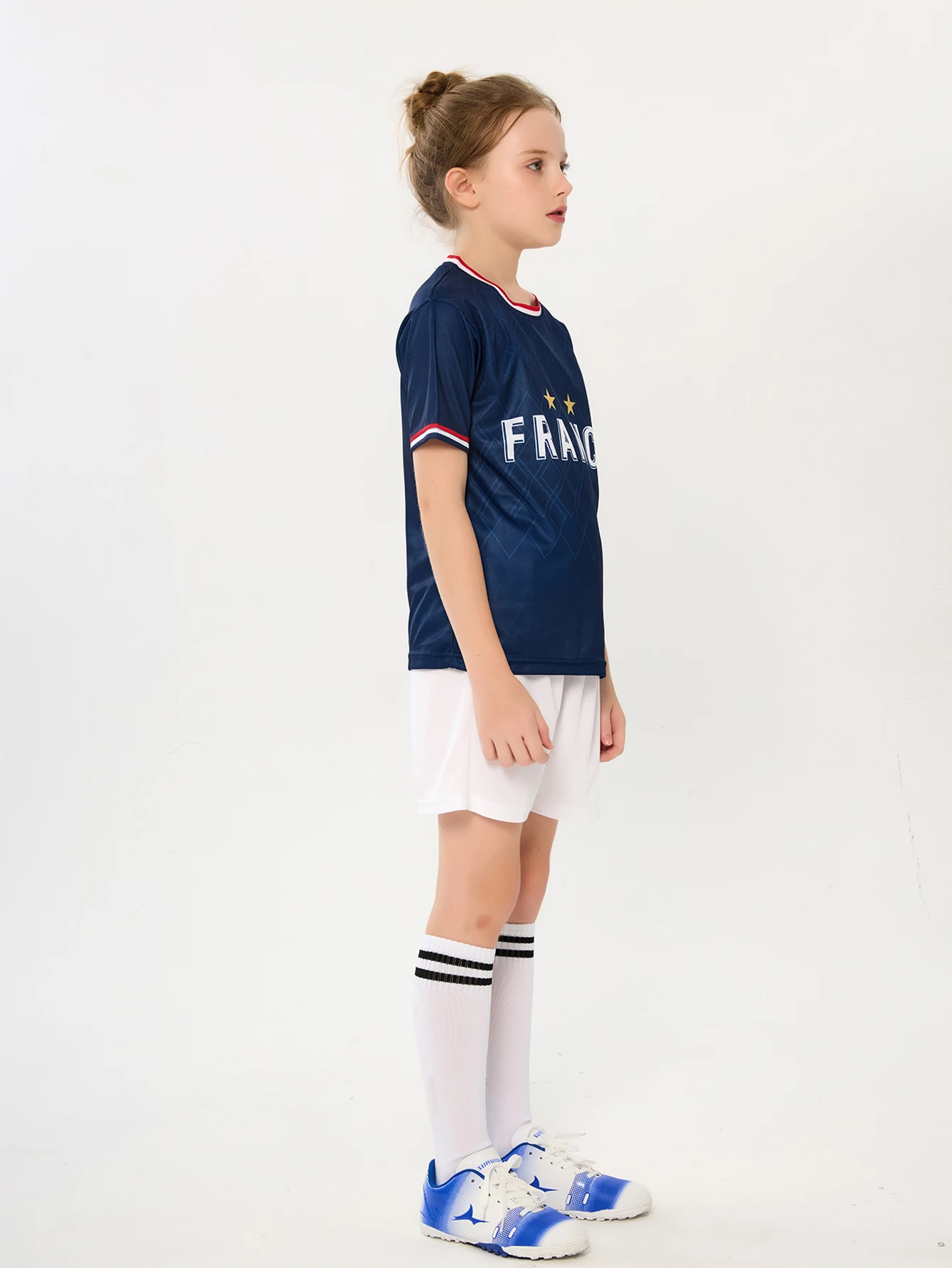 Suruida France Children's Soccer Jerseys Breathable Kids Football Jersey Set Boys and Girls Football Wear