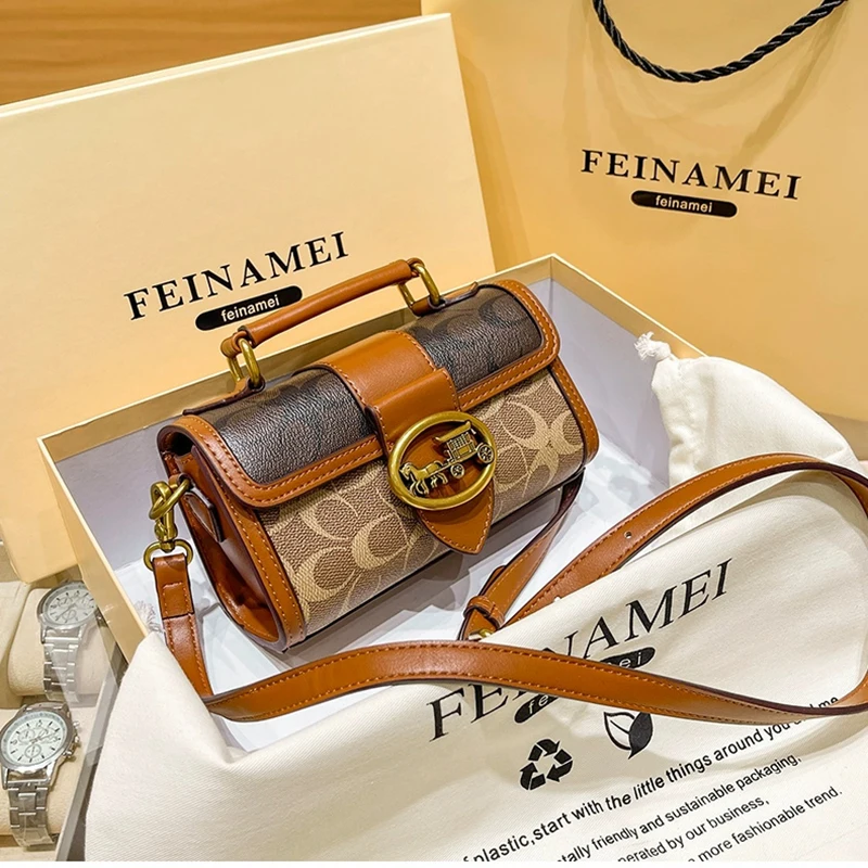 New 2024 minimalist and fashionable small handbag, contrasting color women's bag, chain, shoulder bag, designer high-end crossbo