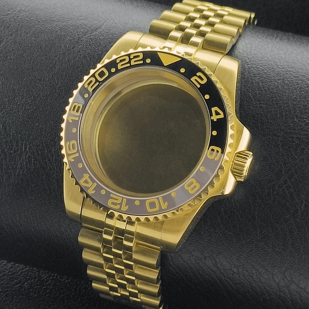 Premium GMT Watch Case with Bidirectional Sapphire Bezel and Slide Buck, 40MM, 5Bar Water Resistance