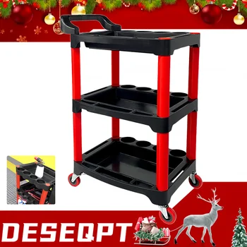 Carrello portautensili per riparazione auto e lavaggio auto Carrello portautensili per bellezza con ruote Carrello per officina meccanico multifunzionale a 3 strati