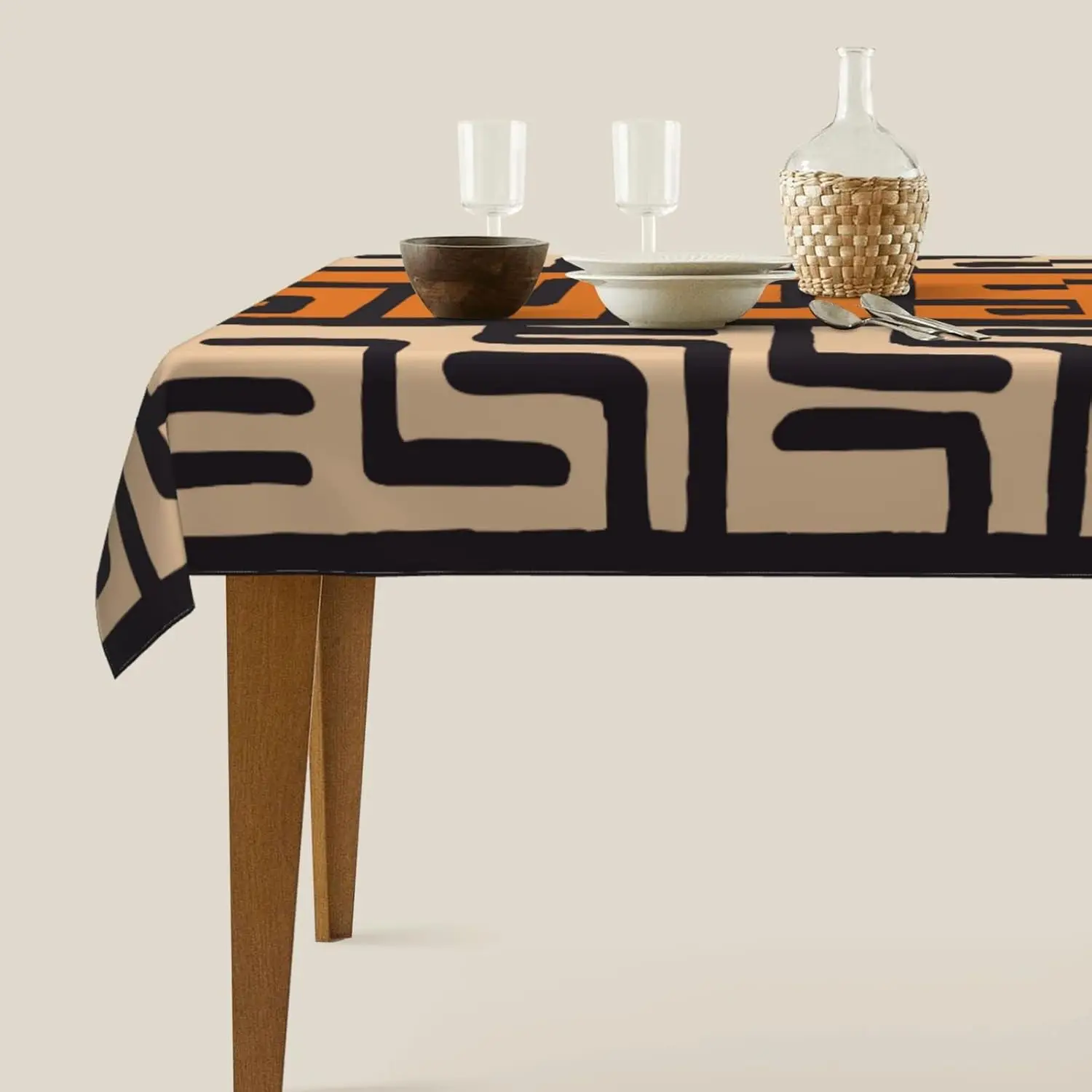 African Ethnic Style Geometric Waterproof Tablecloth Holiday Party Decor Washable Rectangle Table Cloths Home Dining Table Decor 2