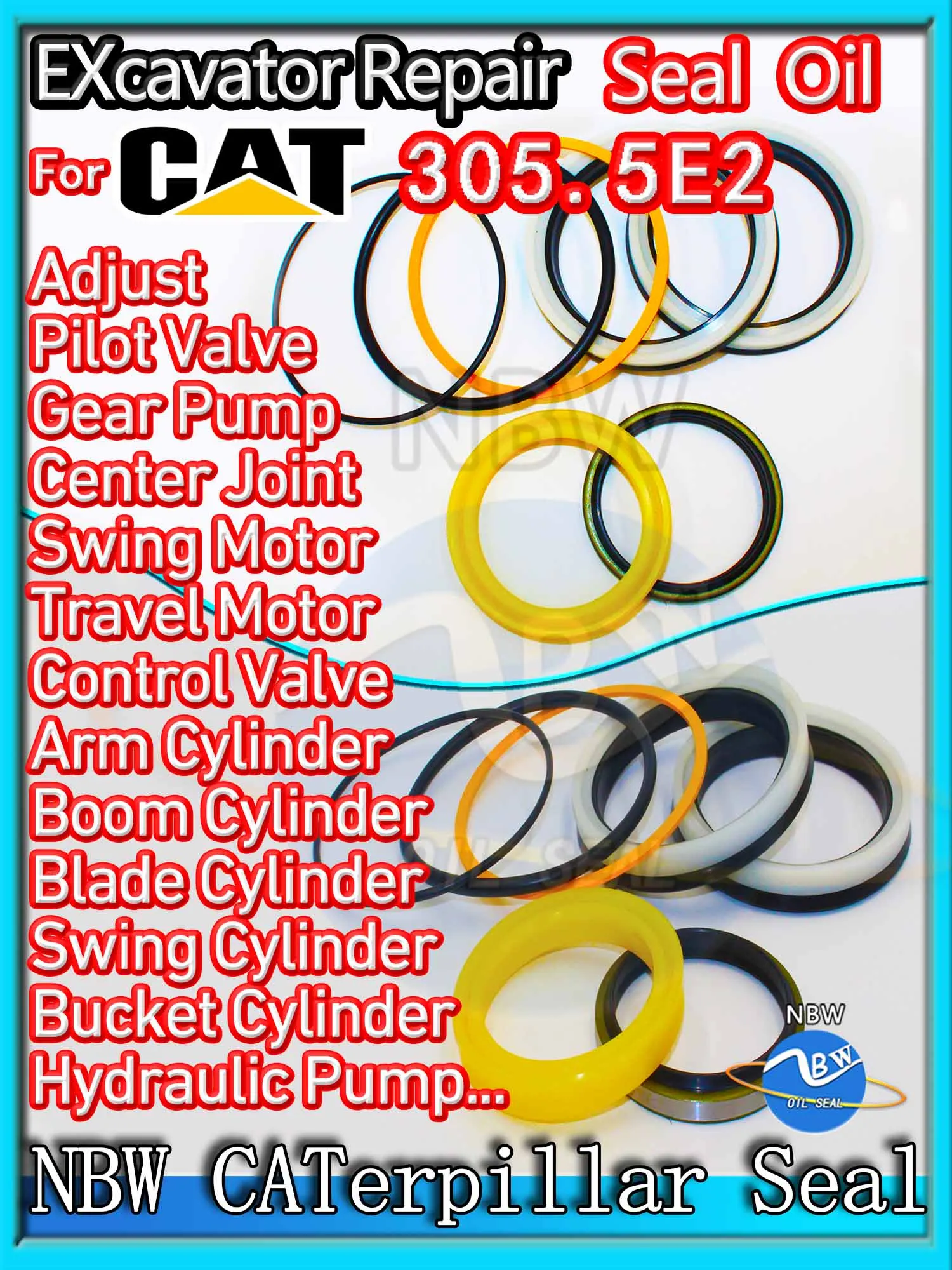 

For Caterpillar 305.5E2 Excavator Oil Seal Kit High Quality Repair Cat Engine O-ring Cylinder BOOM ARM Bucket Hydraulic Pump