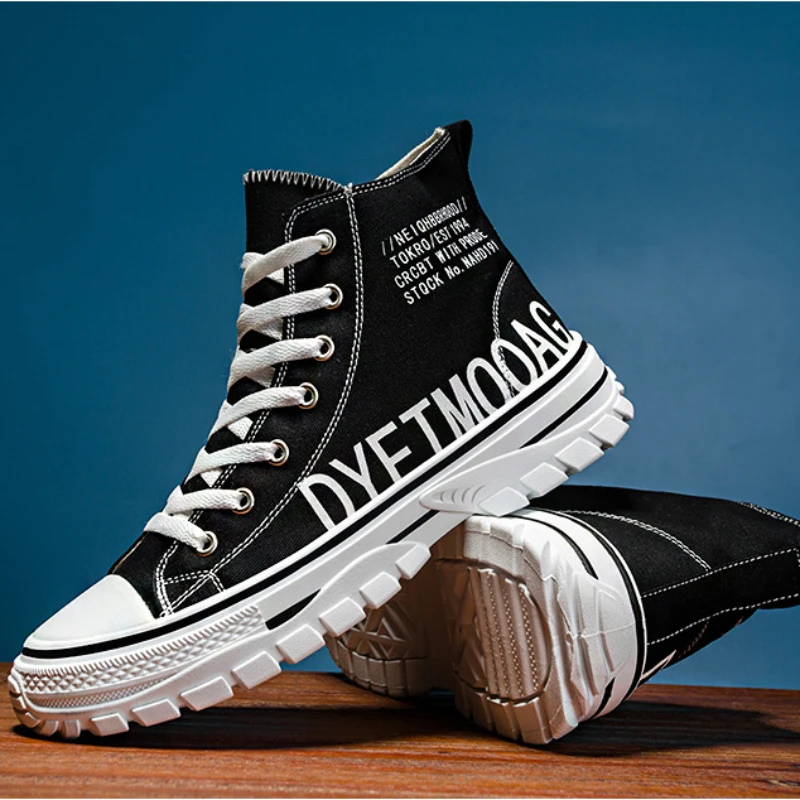 Spring and Autumn Men Vulcanized Shoes New High Top Canvas Shoes Versatile Men Shoes Anti Slip Casual Shoes Fashion Sneakers