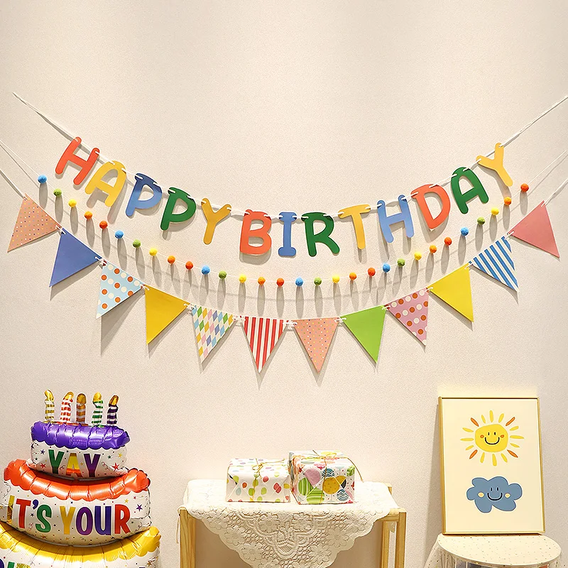 Alles Gute zum Geburtstag Haarball Pull Flag Set dekorative Urlaub Dekor für Erwachsene Kinder Geburtstag Home Room Decor Atmosphäre neue Dekor