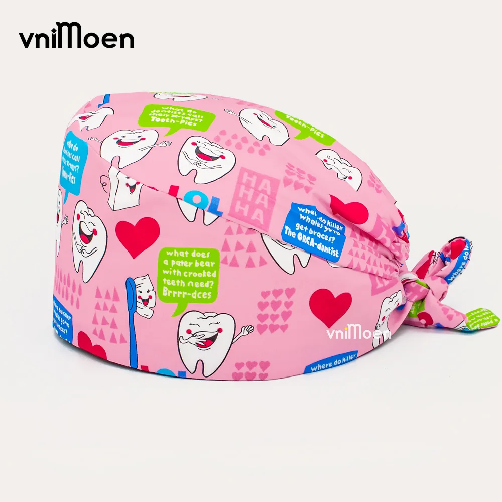 Unisex Health Service Staff Work scrub hats Women Man Beauty Cap Cartoon Colorful Printing Scrub Caps nurse accessories