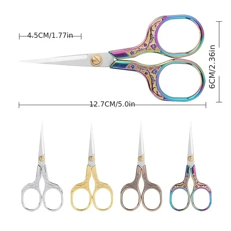 Kawaii Titanium Color Scissors Vintage Stainless Carved Cutting and Sewing Thread Scissors Sewing Tools Cute Stationery sewing scissors