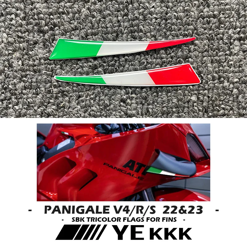 V4 R S Small Tricolor For DUCATI PANIGALE V4 V4S V4R 2022 2023 New SBK Tricolor Flags for Fins Airplane 3D Sticker Decal jefferson airplane takes off