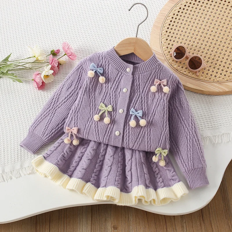 Yanmucy Vestito e Cappotto Set Bambino Ragazze 2PCS Ape Stampa Tutu Abiti Manica Lunga Risvolto Cardigan bambina Abitini Vestiti Outfits (IT, Età, 6 mesi, 9 mesi, Ape