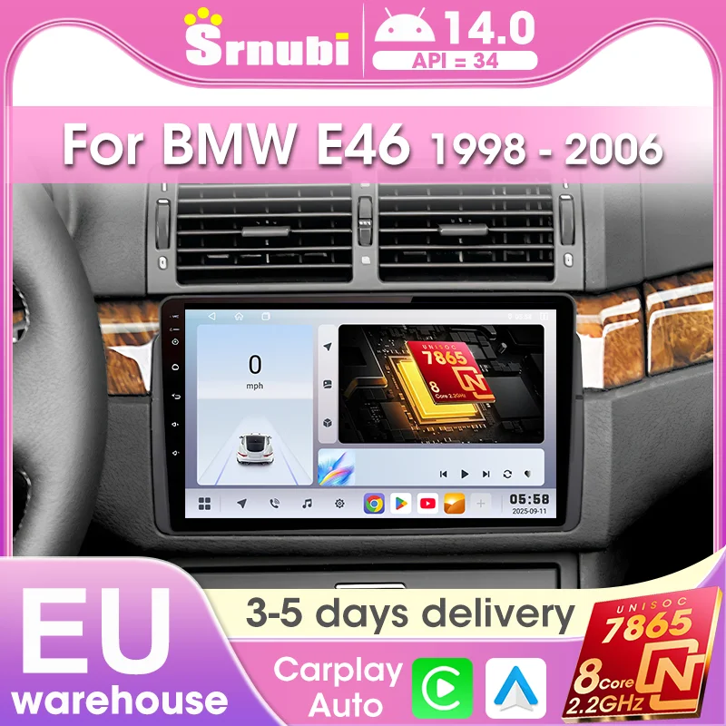 Radio para coche Srnubi de 9 pulgadas, 2 Din, Android, Carplay, para BMW E46 M3 1998-2006, WIFI, BT, Autoradio, DSP, sistemas inteligentes para coche, sistemas multimedia 1