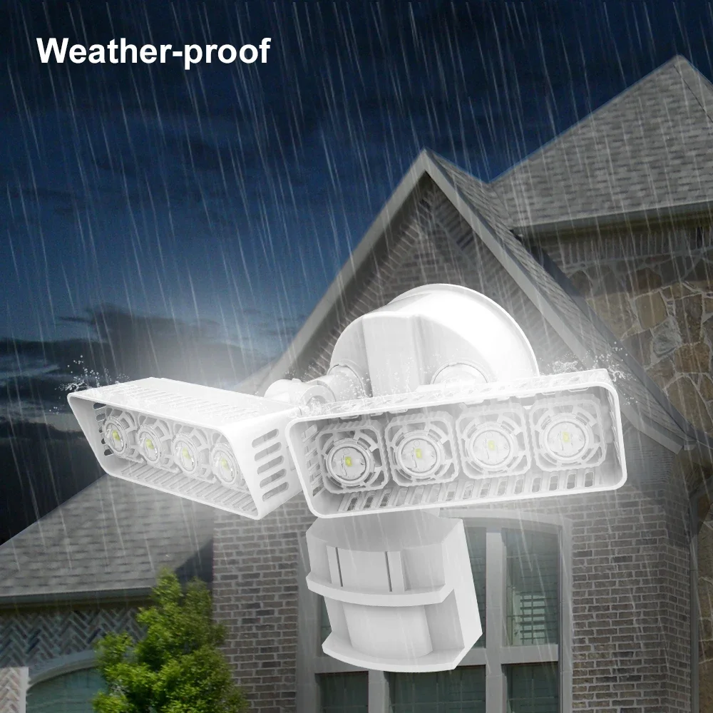 

ETL LED Outdoor Flood Light with Motion Sensor LED Security Light Dusk to Dawn 36w 2 Head White Motion Light 5000K