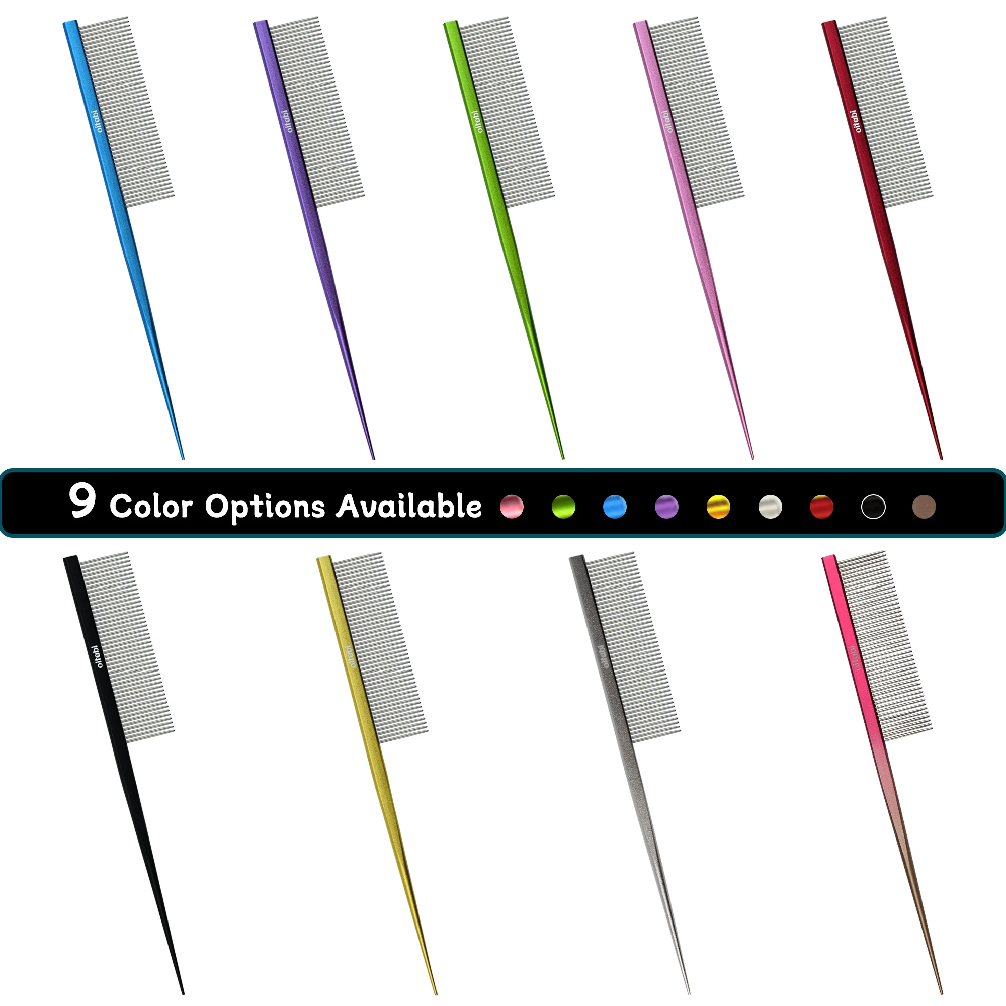 Oitabi Pet Deluxe Spitzschwanzkamm für Enthaarung, Tierpflegekämme, Pflegekämme für Katzen- und Hunde-Styling, Finishing und Fluffing-Kamm – Detail 3
