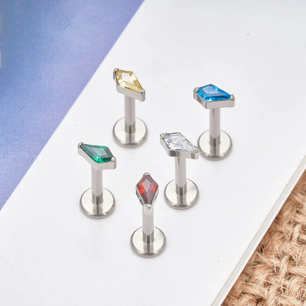 10PCS ASTM F136 Titanium Ear Stud CZ Stone Fashion Labret Lip Piercing Nose Rings Sexy Ear Cartilage Tragus Jewelry Wholesale