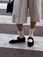 Elastic Band Velvet Mary Janes Ballet Flats Shoes Women 2024 Trend Solid Color Fabric Canvas Shoes Ladies Elegant Loafers Black - Image 2