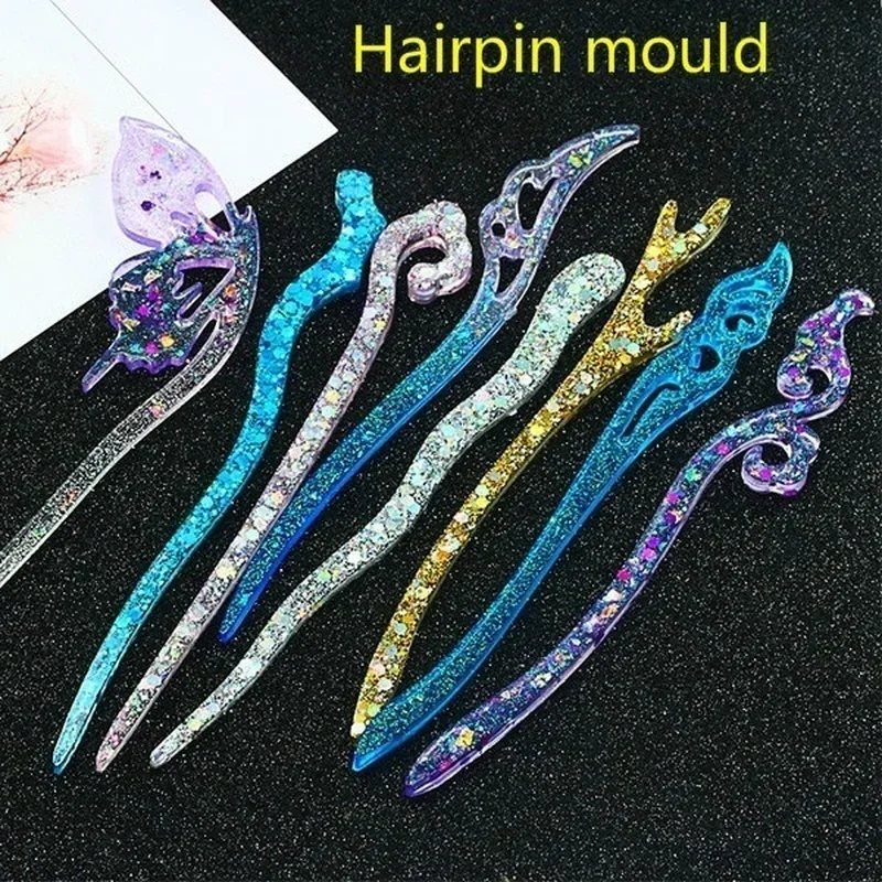 

New Transparent Hairpin Silicone Special Mould for Resin DIY Hair Jewelry Making Mold Epoxy Resin Molds