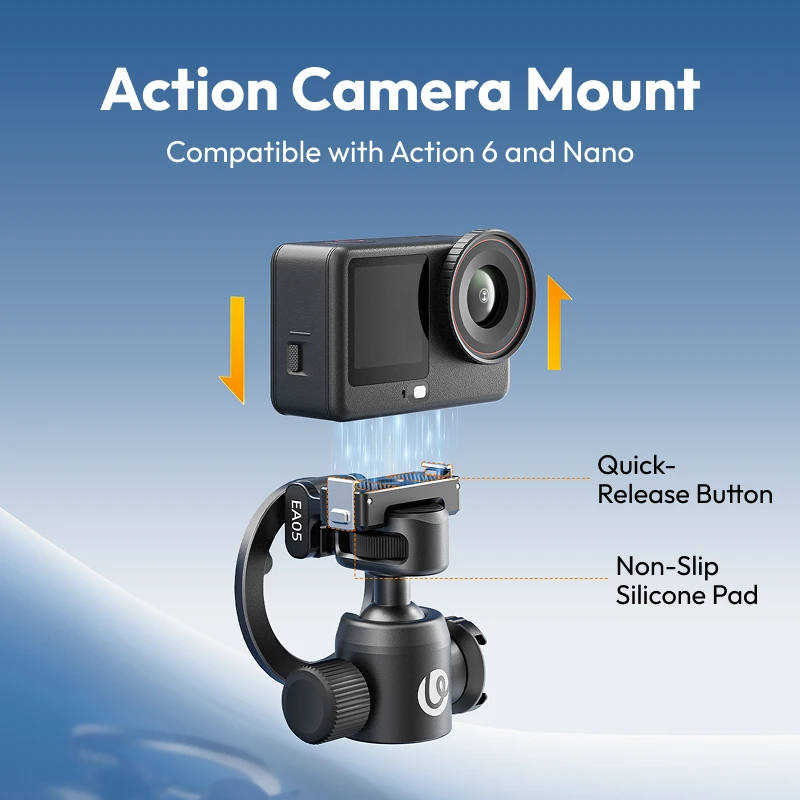 Ulanzi EA05 3-in-1 Versatile Ball Head for Action 6/Nano Camera Smartphone High-Angle Shooting Phone Monitoring Livestreaming - Ảnh 3