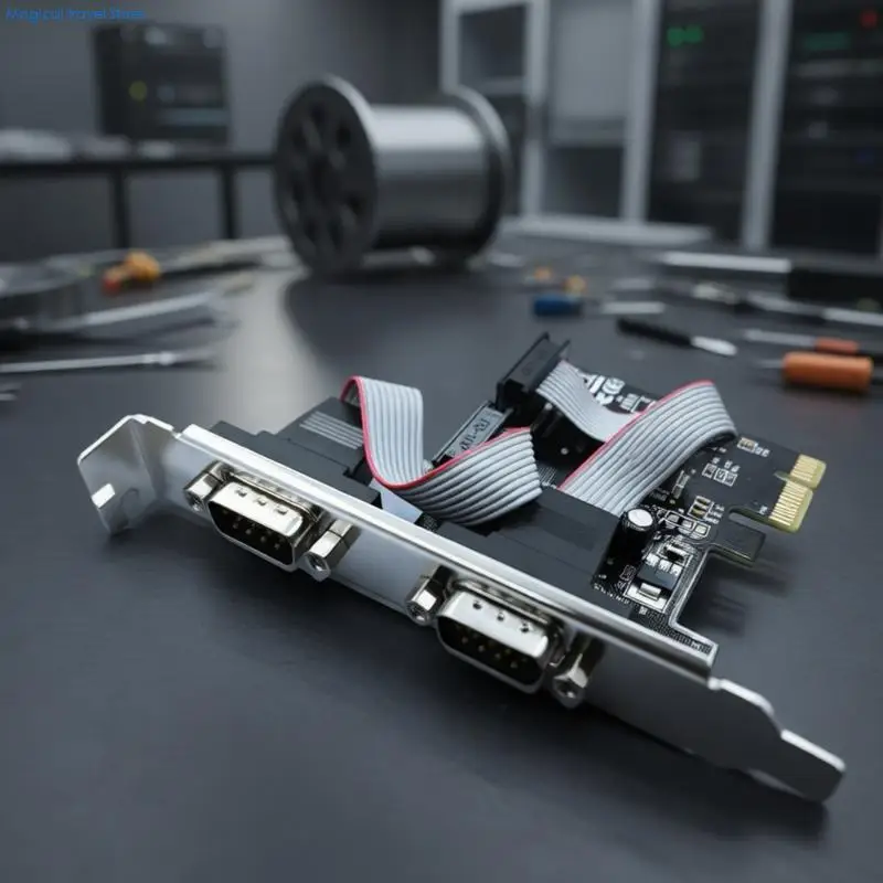 N2UB PCIe 확장 카드 2 포트 PCIE-산업용 9Pin COM RS232 변환기 어댑터 컨트롤러(데스크탑 PC용)