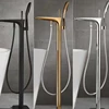 Floor Standing Bathtub Faucet Brass Bath Faucet Independent Cold and Hot Water Shower Faucet Tub Mixer Tap Handshower Mixer 2