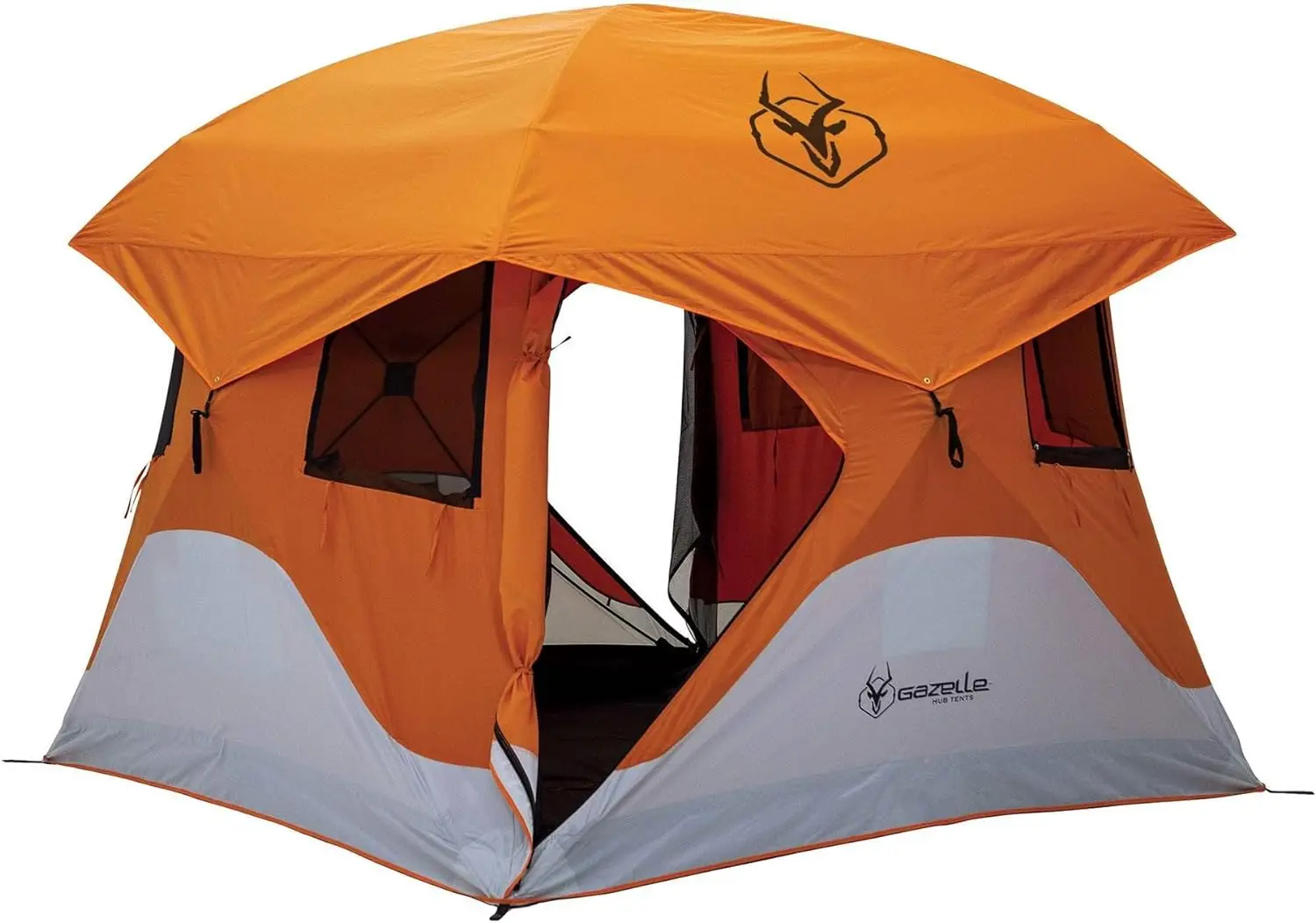 

Gazelle Tents T4 Hub Tent, Easy 90 Second Set-Up, UV Resistant, Removable Floor, 4-Person, Orange, 78"x 94" x 94"