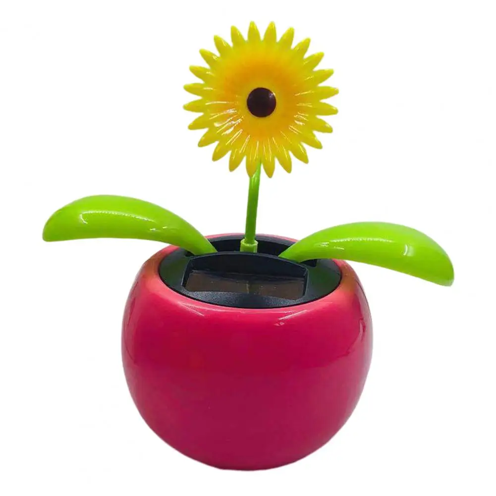 קישוט לרכב פרח מצחיק מופעל באנרגיה סולארית קרטון קישוט לוח המחוון של הרכב פרח רוקד צעצוע נדנדה