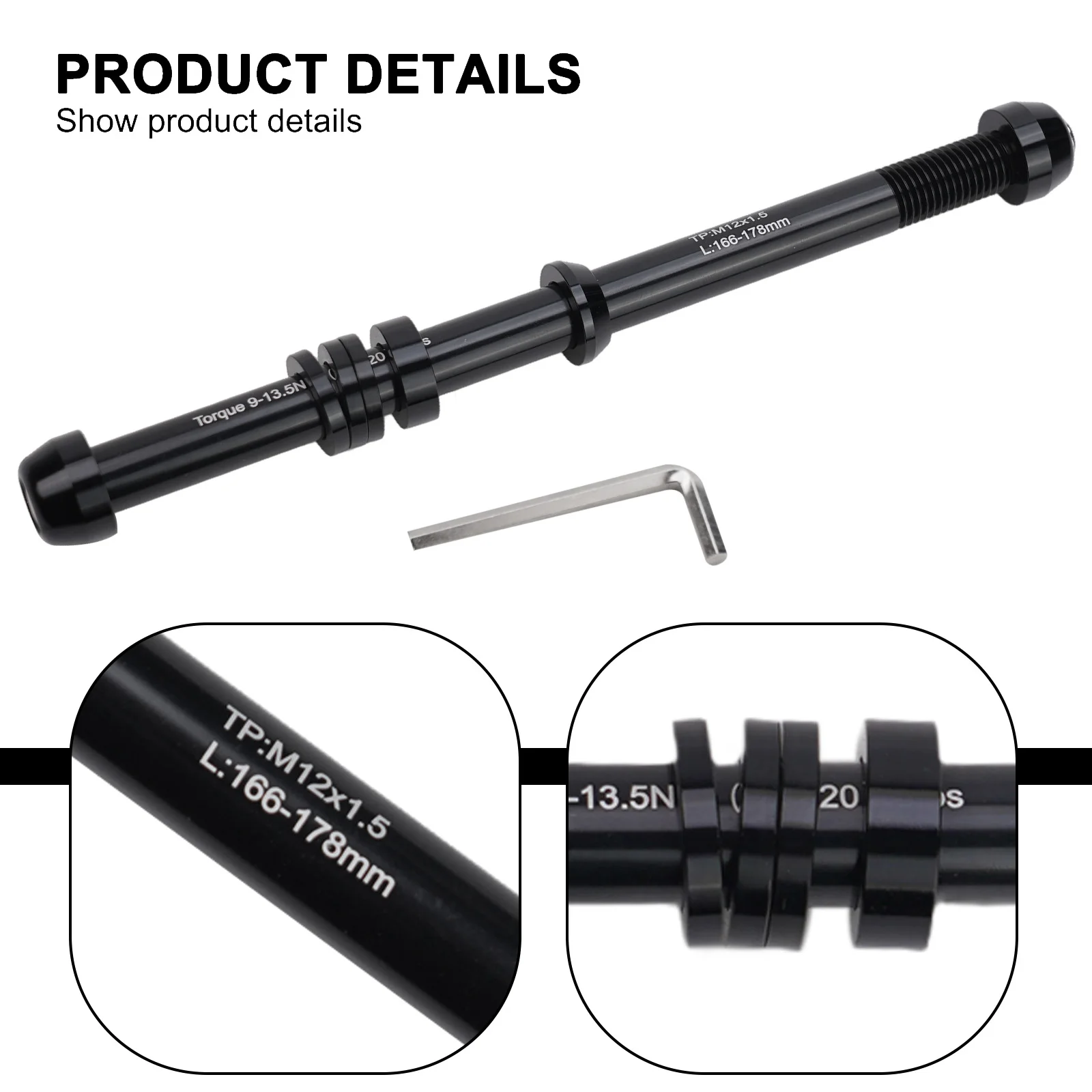 Adattatore Asse Passante Per Rimorchio Bici Jotekonoby – Regolabile 160-178 Mm, Filettatura P1.0, Alluminio CNC, Nero