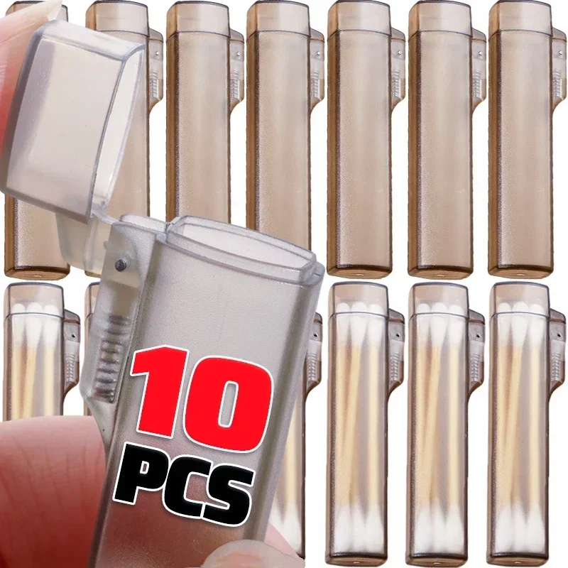 Portable Transparent Toothpick Holder Reusable Toothpick Storage Box Cotton Swab Case Needle Cases Restaurant Supplies 10/5PCS