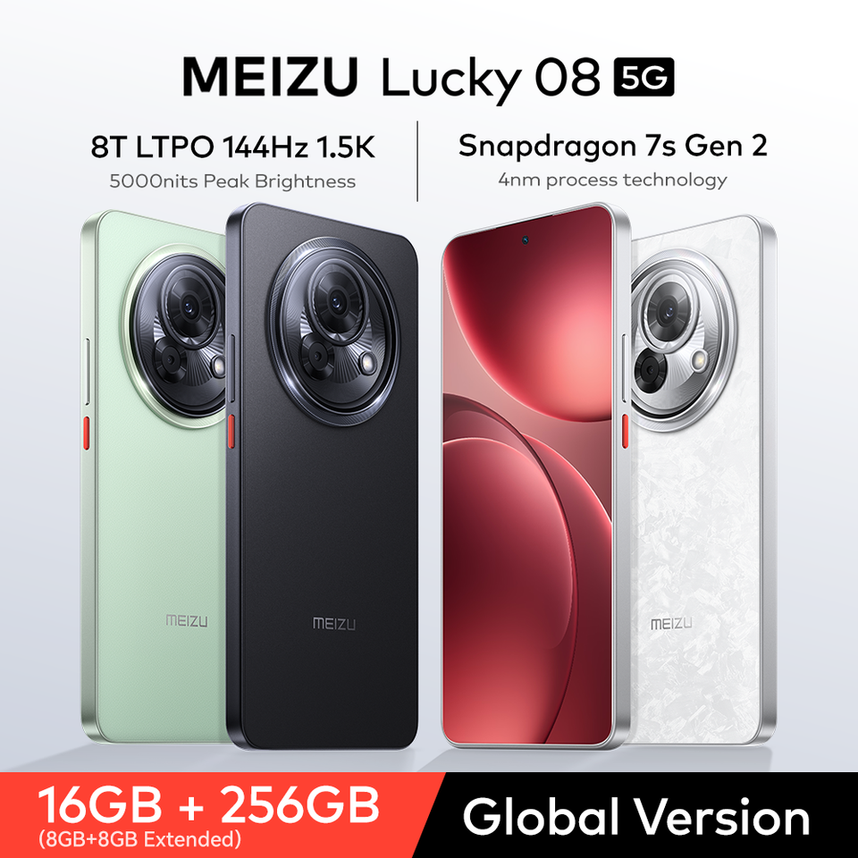  Meizu Lucky 08 16GB(8+8)/256GB 5G Android 14 15 Flyme AI OS Smart Cell Phone 144Hz Screen Smartphone Snapdragon Mobile Cellphone