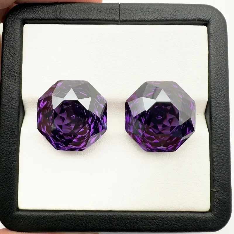 Kubischer Zirkonia-Stein, achteckig, Rosenschliff, purpurrote Farbe, 14 mm–18 mm, lose Steine, verwendet für DIY-Schmuckherstellung, Inlay-Hauptmaterialien