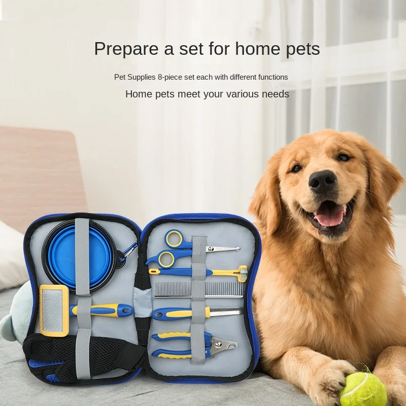 

8pcs Pet Dogs cleaning tool set Cat Dog Hair Remover Dog Grooming Cat Supplies Comb Hair Removal Brush Dog Toothbrush Dog Comb