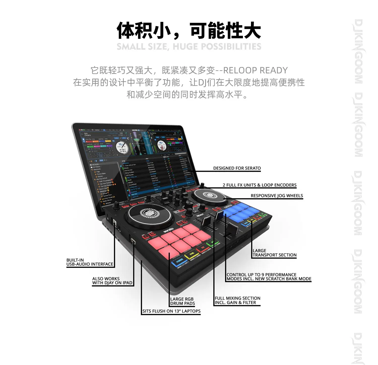 Reloop Ready DJ Portable Small Disk Recorder Controller Serato DJ 