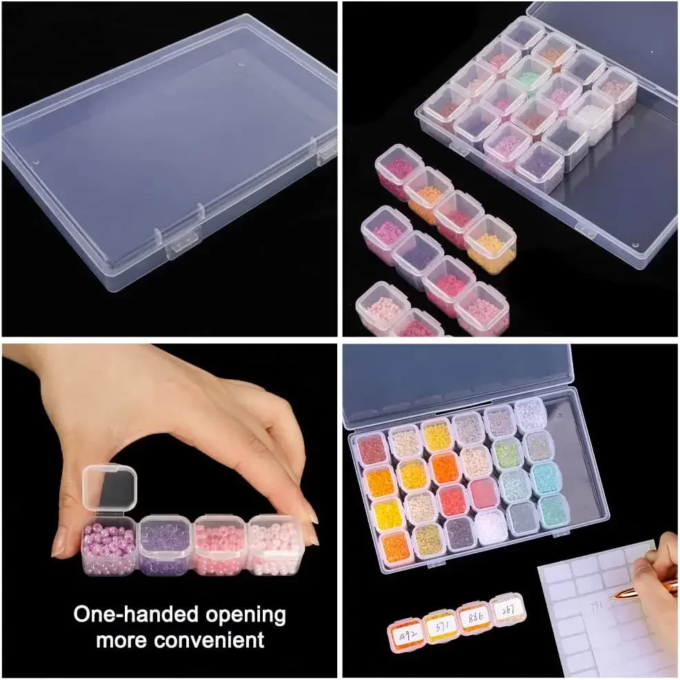 Diamond Painting Embroidery Box 28 Mini Grids Clear Accessories Storage Containers Adjustable Bead Case for DIY Art Craft