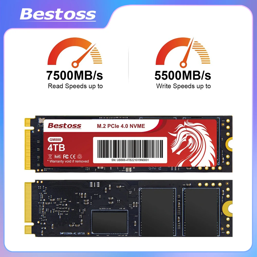 

Bestoss Ssd Nvme M2 1tb PS5 Ssd 1TBb 4Tb Nvme M2 7500mb/s Ssd Drive For Laptop Diy Gaming Computer SSD88841