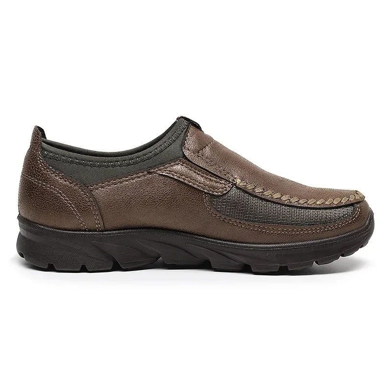 Men's Hand Stitched Loafers Breathable Casual Sneakers Retro Designer Slip on Leather Shoes Platform Moccasins Zapatillas Hombre