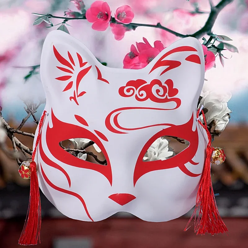 Japanese Foxes Mask Cosplay Hand-Painted Anime Demon Slayer Half Face Cat Masks Masquerade Festival Party Cosplay Props masquerade mask half face mask