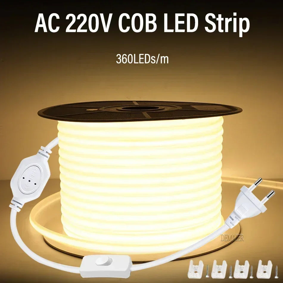 รูปสินค้า ไฟแถบ LED COB ยืดหยุ่น สว่าง 360 LED/ม. กันน้ำ กลางแจ้ง