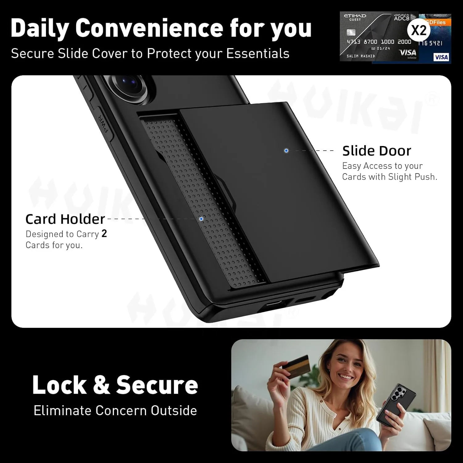 Slim Wallet Card Holder Case with Slide Slot and Heavy Duty Protection