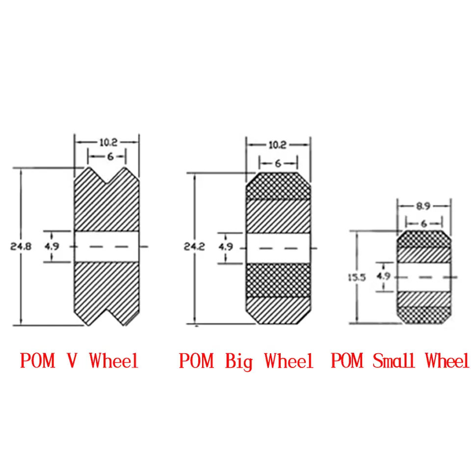 1/5/10/24PCS CNC Plastic POM Big Small Wheel With Bearing Idler V-Slot Aluminum Profile Perlin Pulley For 3D Printer Ender3 V2 image 2