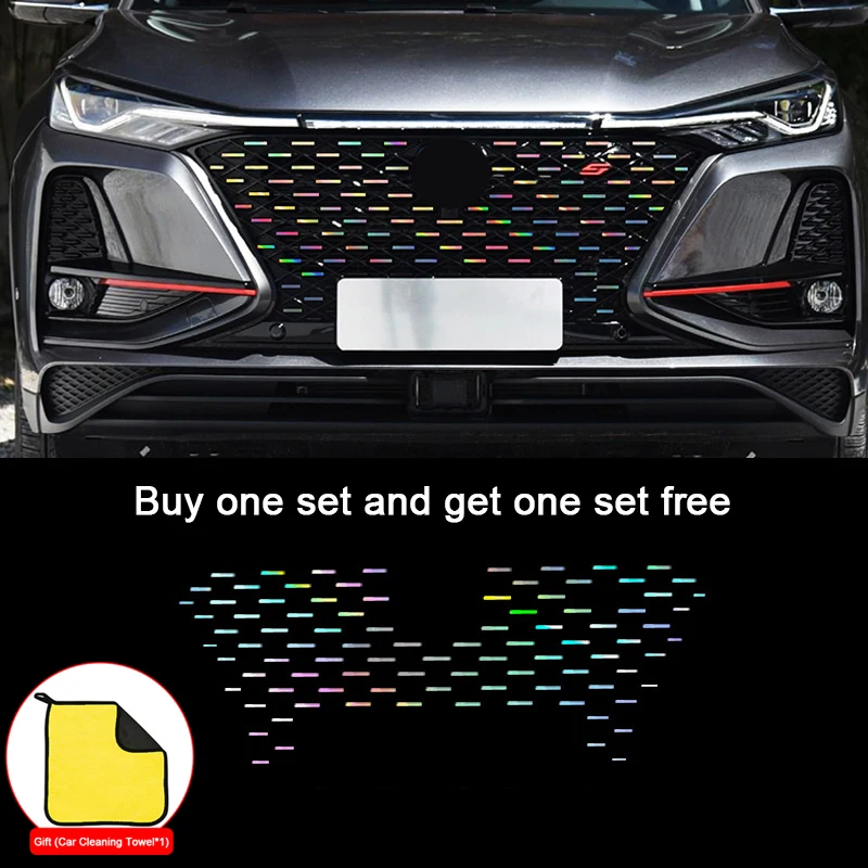 

For Changan CS75 PLUS 2020-2023 Colorful Reflective Laser Car Front Grille Decoration Stickers Cool Waterproof Sunscreen Decals