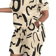  Summer Women Matching Sets Printed  Ensemble Femme Ete  2023 Short Sleeve Casual Sexy Sport Shorts Outfit Trouser Set Mulheres 
